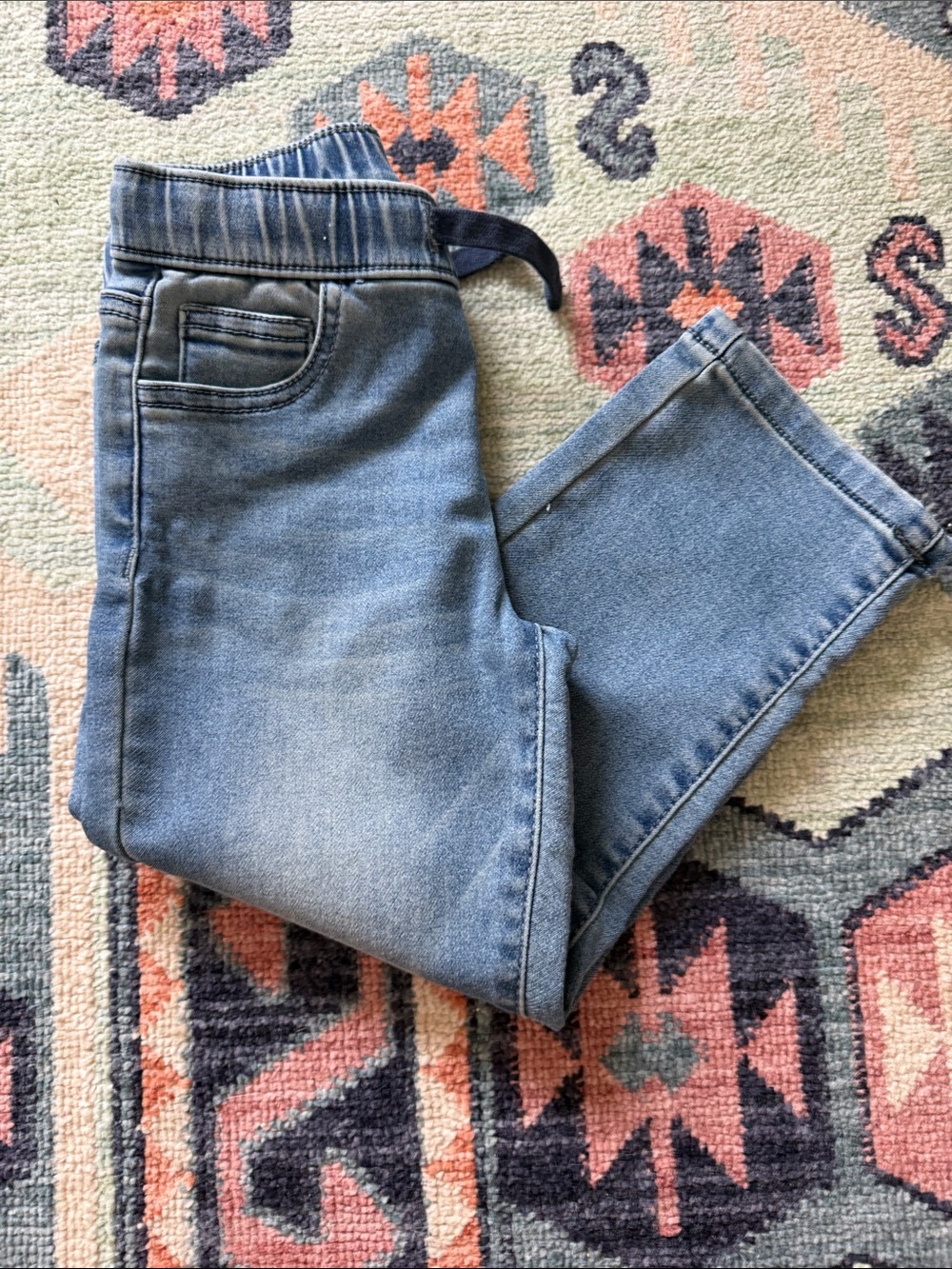 Kids Light Blue Pull-On Denim Jeans with Elastic Waist